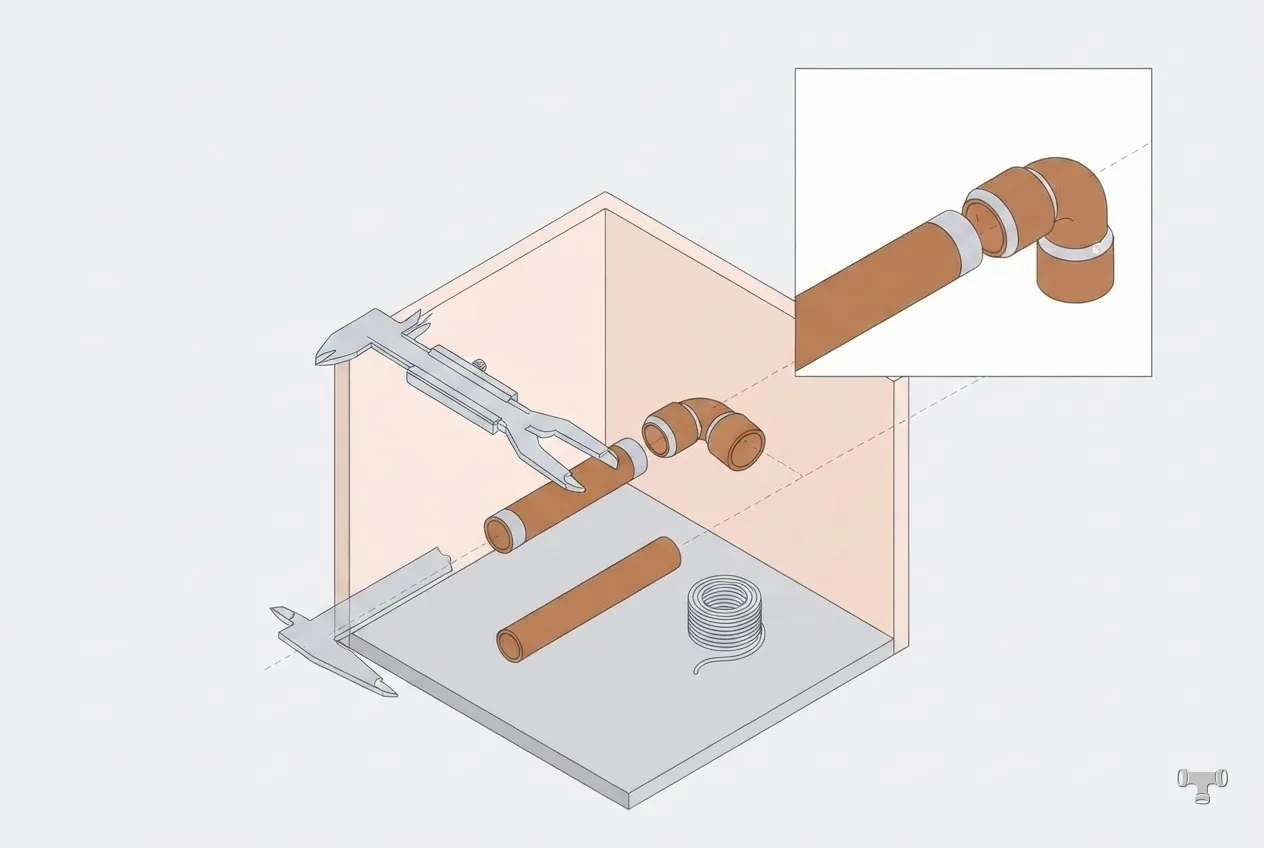 Isometric detail illustration for the how to measure pipe size guide